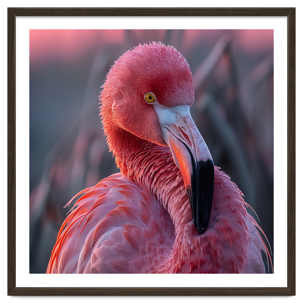 Pink Flamingo Bird Close Up Portrait
