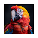 Scarlet Macaw Parrot Head Detailed Portrait Black (Print Only) thumbnail
