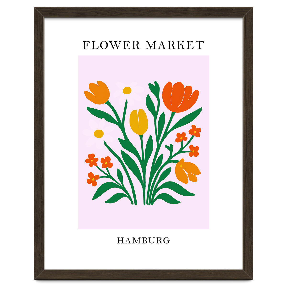 Hamburg Flower Market - Vibrant Modern Folk Art Print