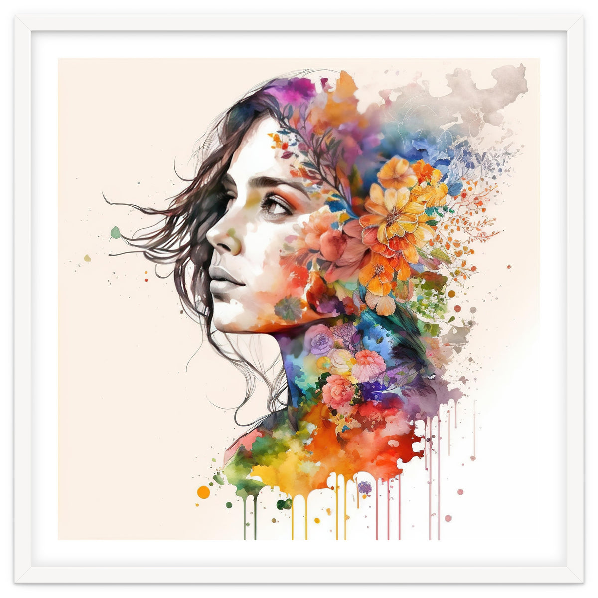 Quiet Muse In Watercolor Blooms