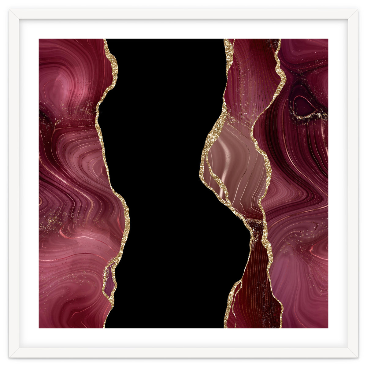 Burgundy & Gold Glitter Agate Texture 02