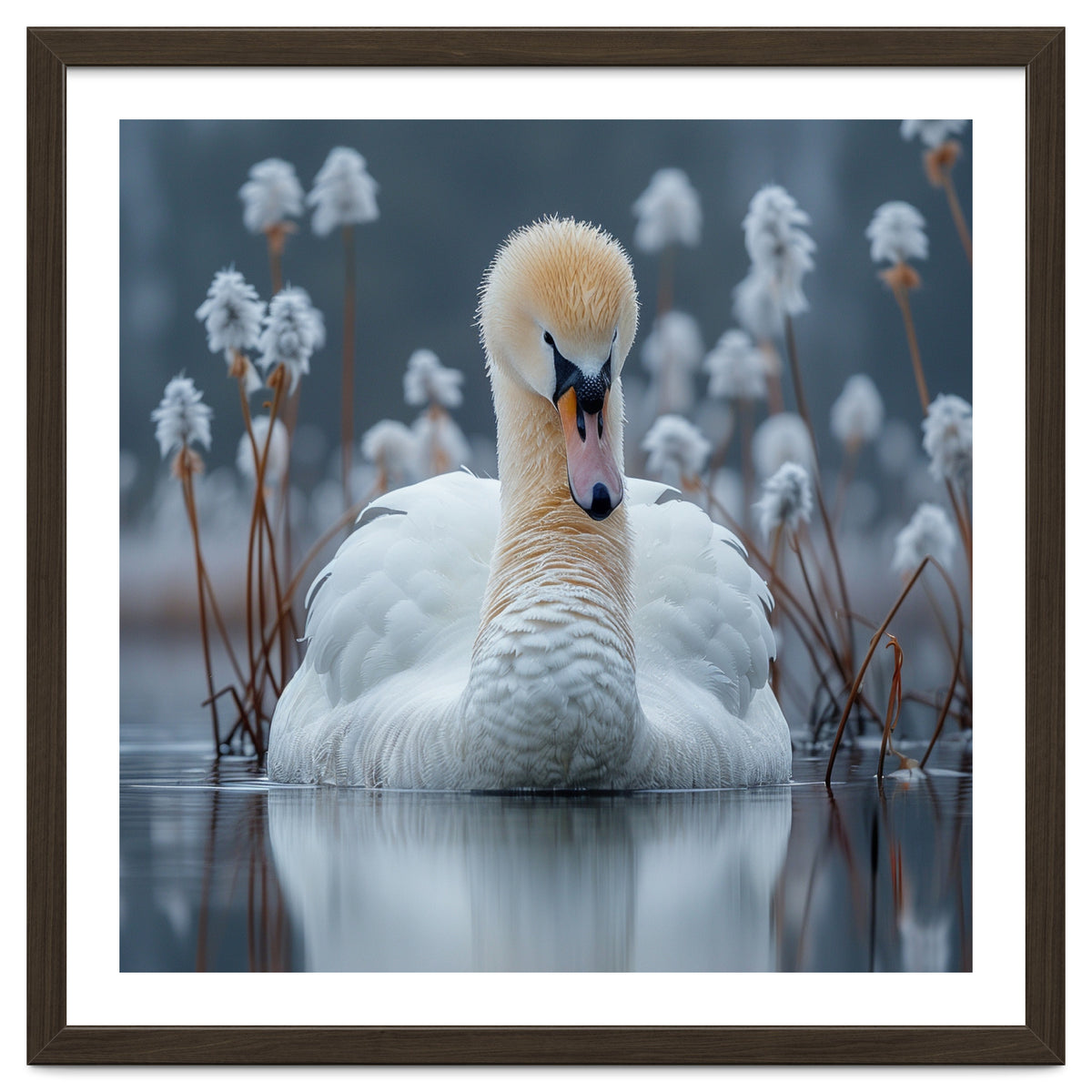 Swan Floating Serene On Calm Water