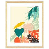 Tropical Nature, Botanical Pastel Jungle Plants Illustration, Minimal Bohemian Palm Monstera Forest thumbnail