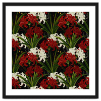 Red and White Spider Lily Flower Print Elegant Botanical Japanese Inspired Floral Artwork