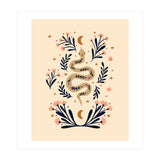 Snake And Flowers Beige And Indigo (Print Only) thumbnail
