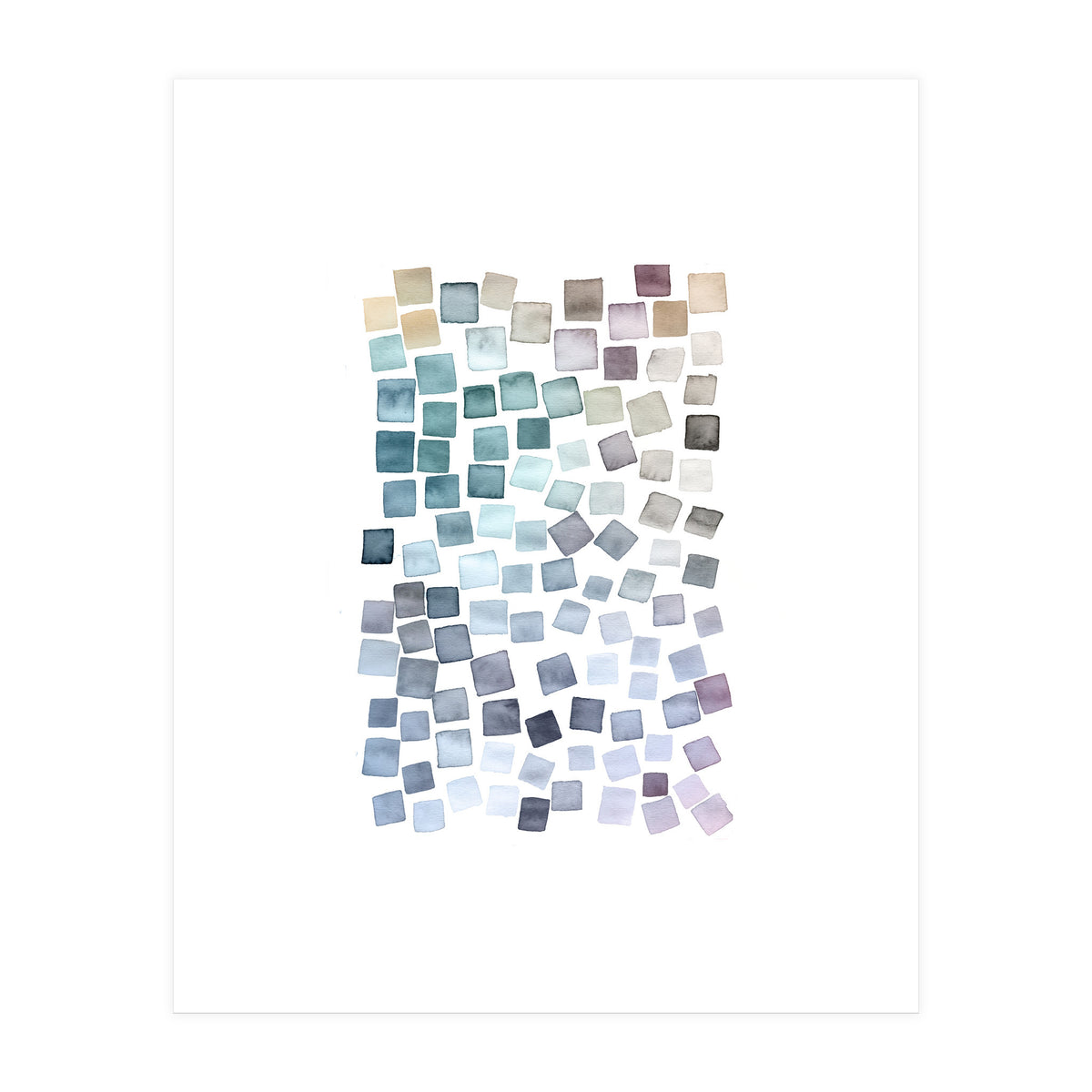 Watercolor Geometric Square Shapes Cozy (Print Only)