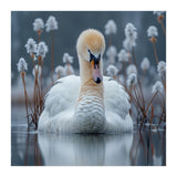Swan Floating Serene On Calm Water (Print Only) thumbnail