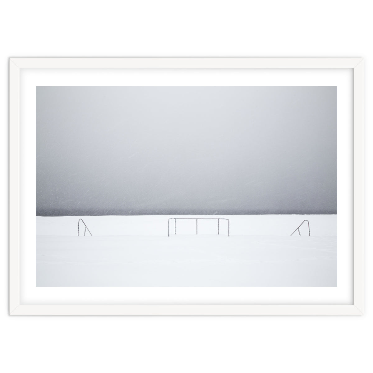 Stair railing covered by snow