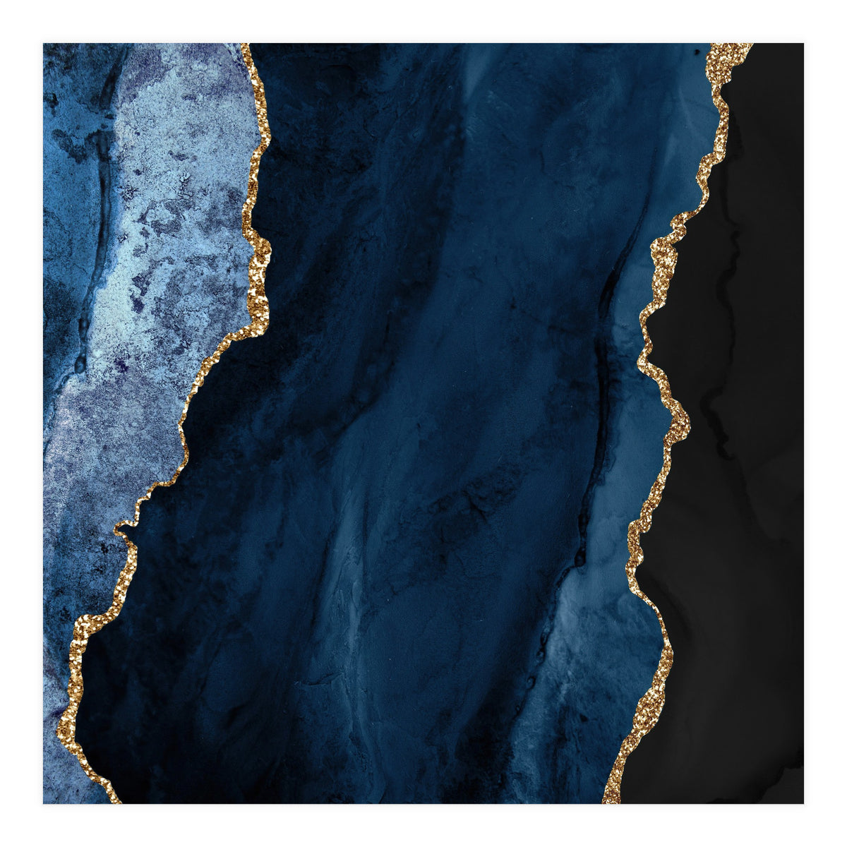 Navy & Gold Agate Texture 01  (Print Only)