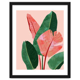 Blush Tropical, Banana Leaves Watercolor Botanical Jungle Painting, Forest Plants Leaves Pink Chic Bohemian thumbnail