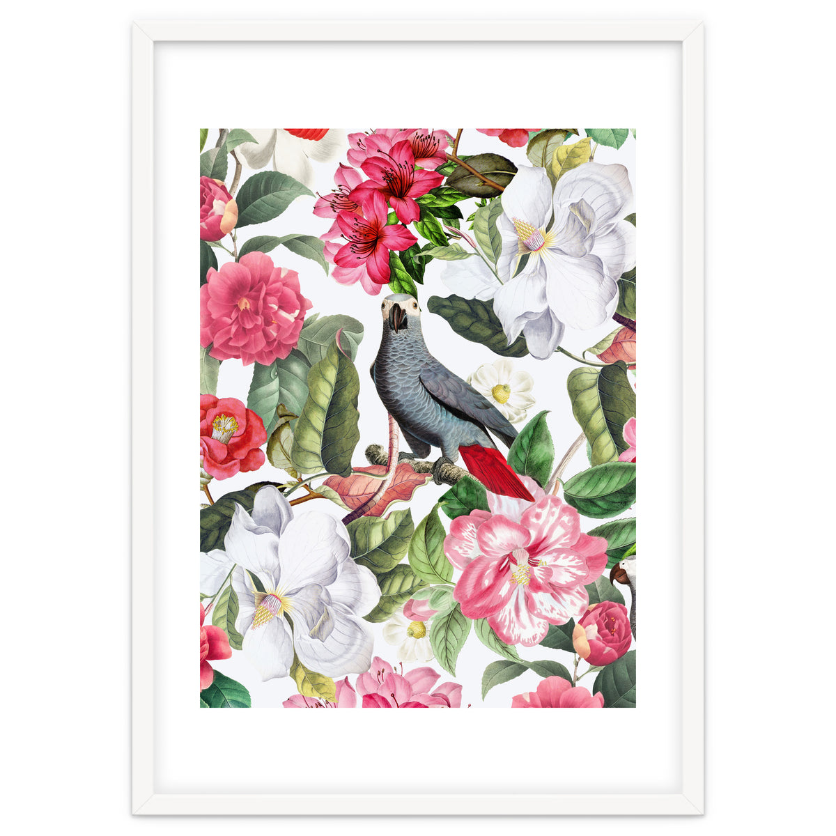 Vintage Cockatoo in Flower Jungle