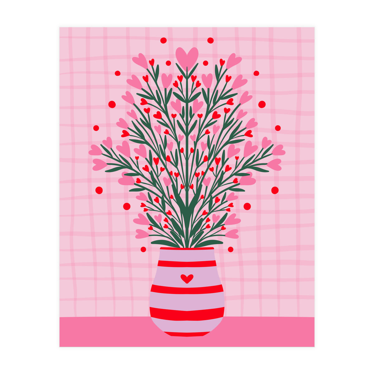 Heart Flowers Vase (Print Only)