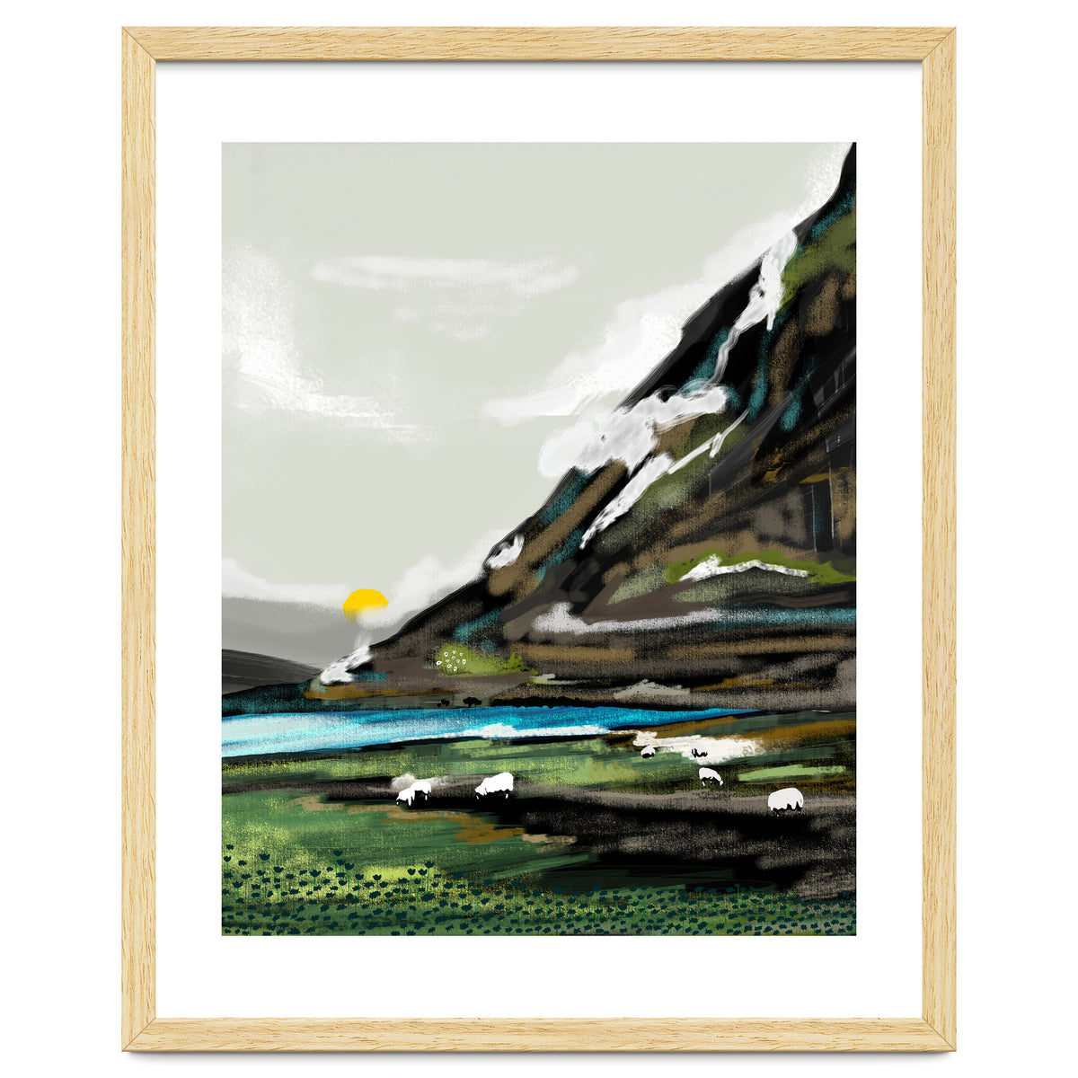 Graze, Cattle Nature Landscape Painting, Mountains Wild Adventure Cows, Animals Grassland Bohemian