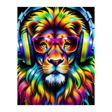 A Lion In Glasses Listens To Music (Print Only) thumbnail