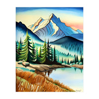Misty Peaks and Reflective Waters (Print Only)