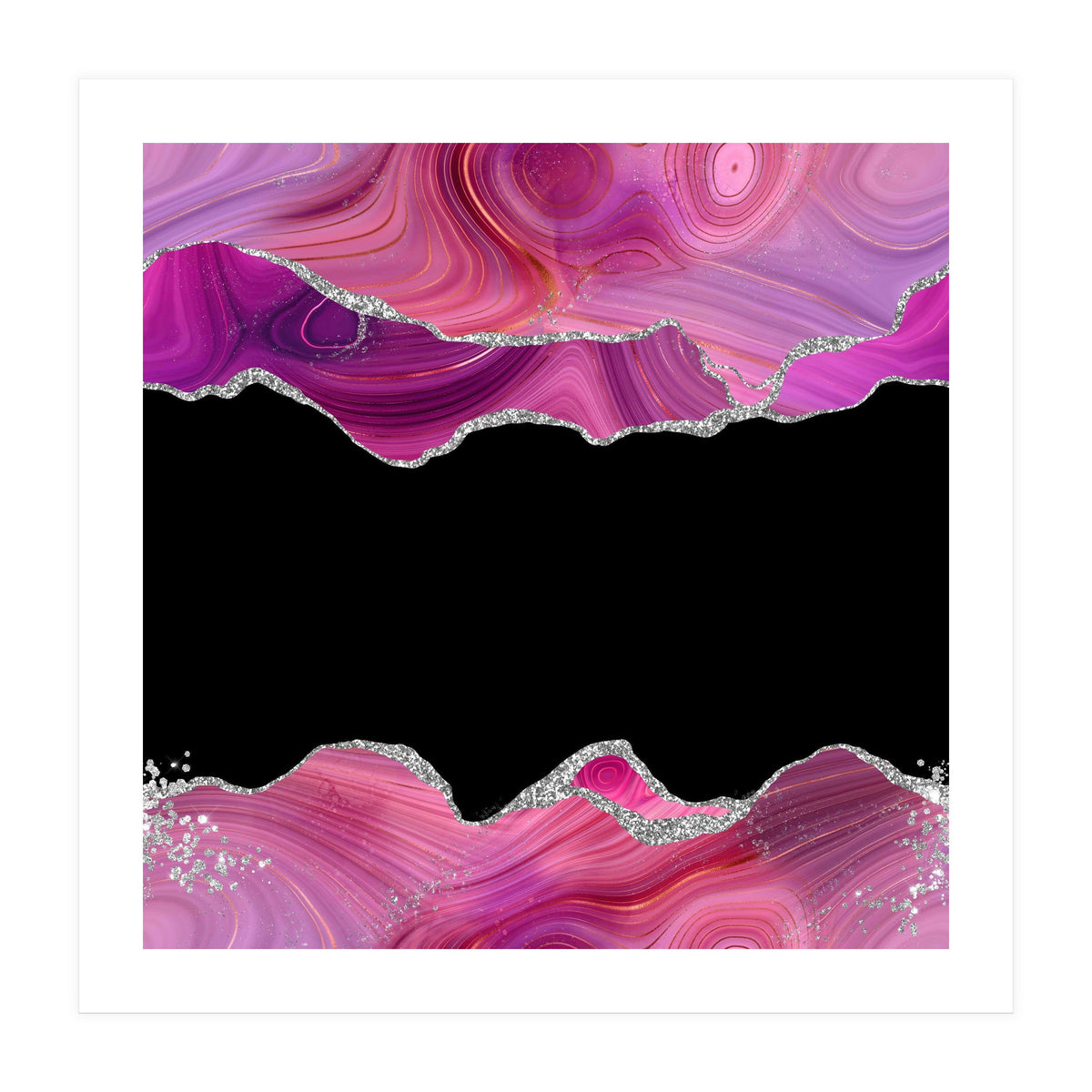 Magenta & Silver Agate Texture 03  (Print Only)