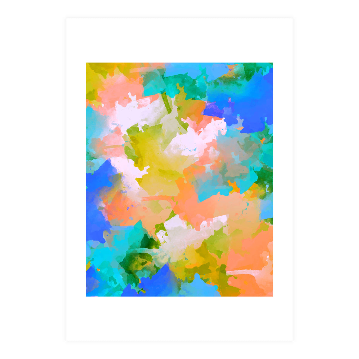 The Power Of Faith, Abstract Watercolor Painting, Pastel Bohemian Colorful Eclectic, Blush Sky 70s Playful (Print Only)
