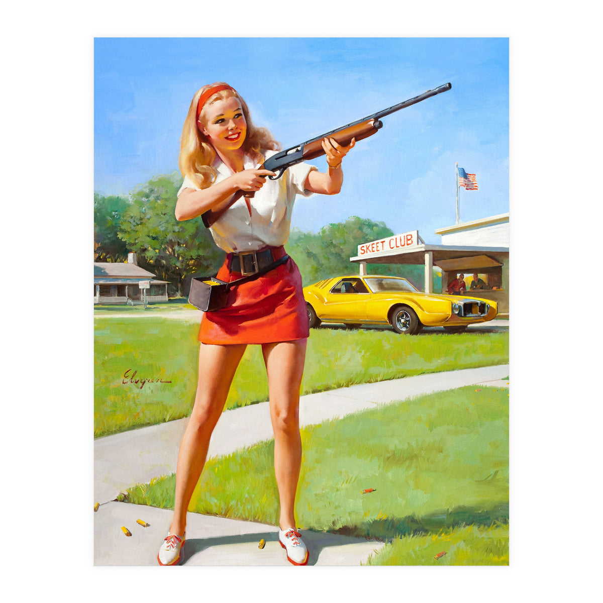 Pinup Shooting Girl (Print Only)
