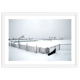 Snow-covered deserted basketball court in winter thumbnail