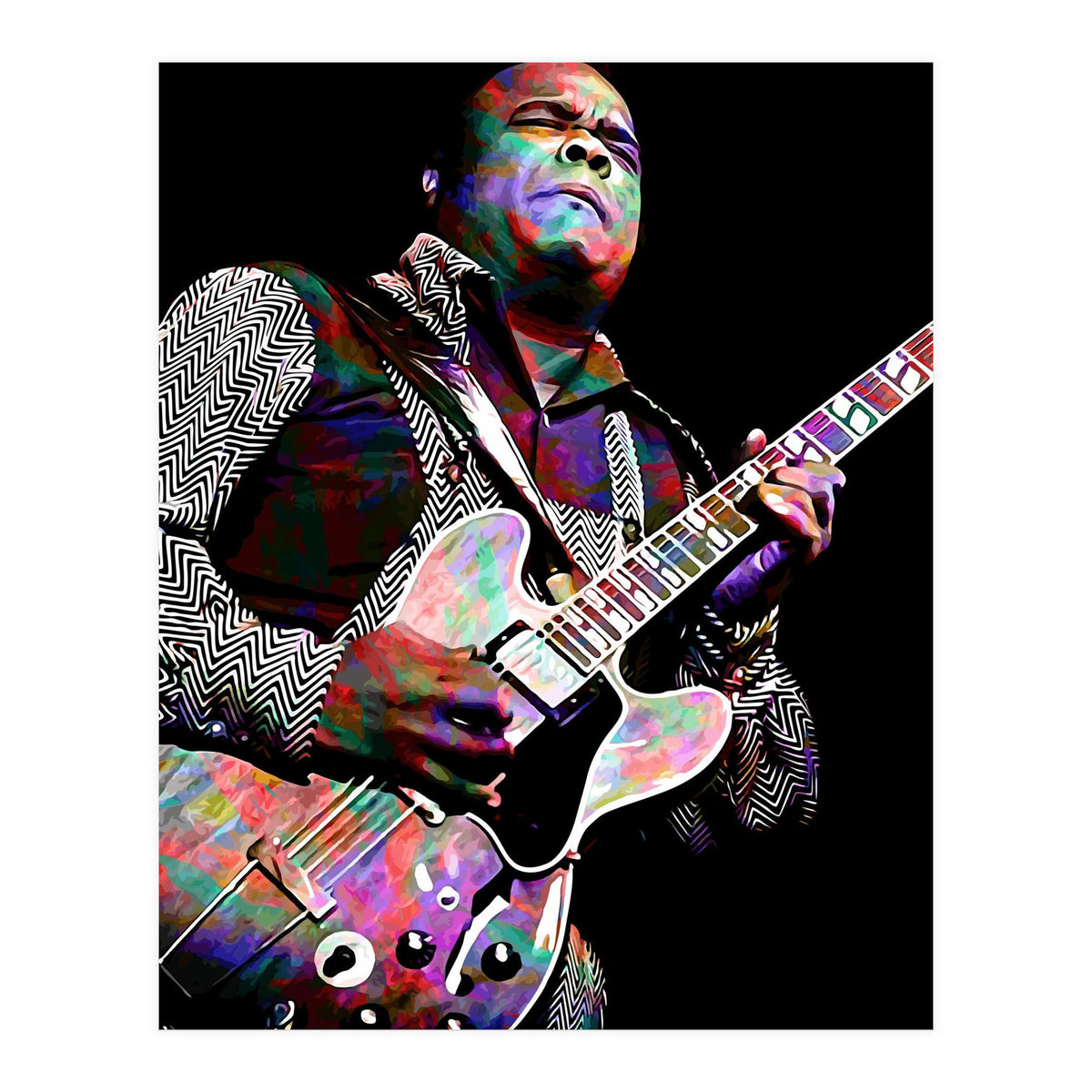 Freddie King American Blues Guitarist Colorful (Print Only)