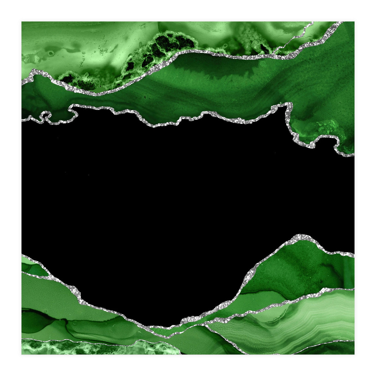 Green & Silver Agate Texture 04  (Print Only)