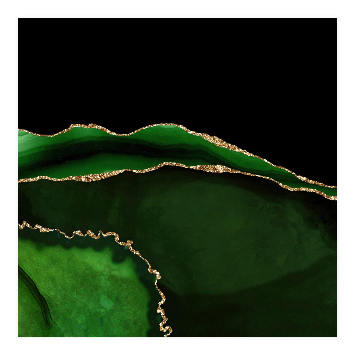 Green & Gold Agate Texture 05  (Print Only)