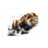Dynamic Lion In Motion (Print Only)