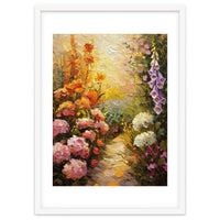 Golden Hour Summer Garden Path Oil Painting