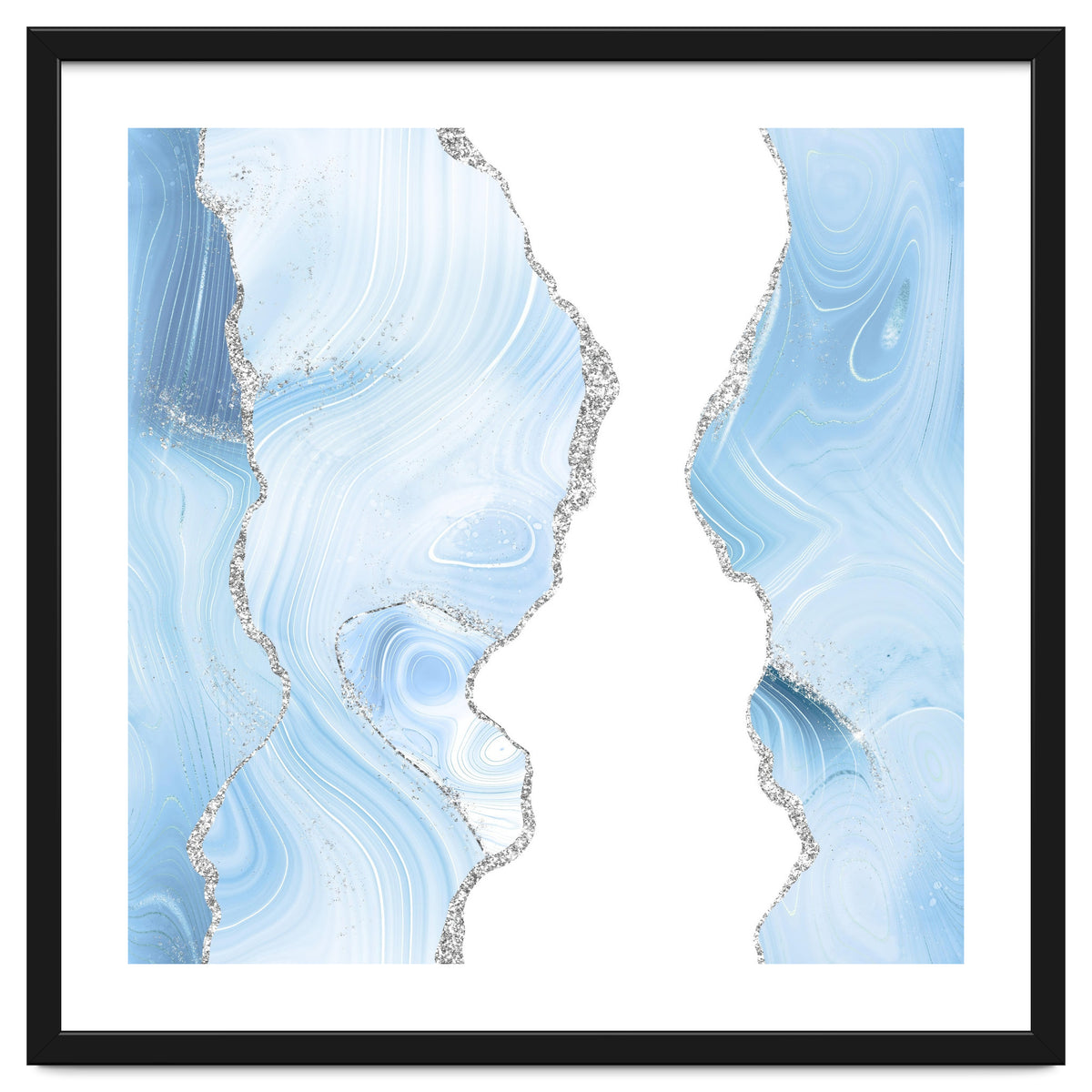 Blue & Silver Agate Glitter Texture 06