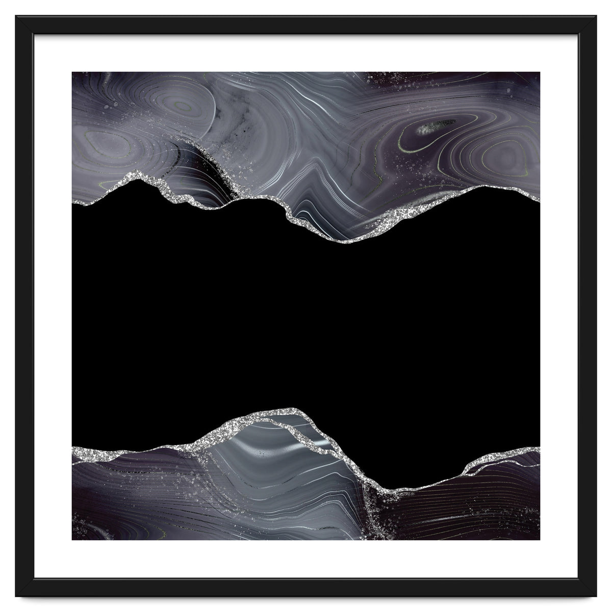 Black & Silver Glitter Agate Texture 04