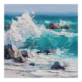 Dynamic Crashing Turquoise Ocean Wave Against Rugged Coastal Rocks (Print Only) thumbnail