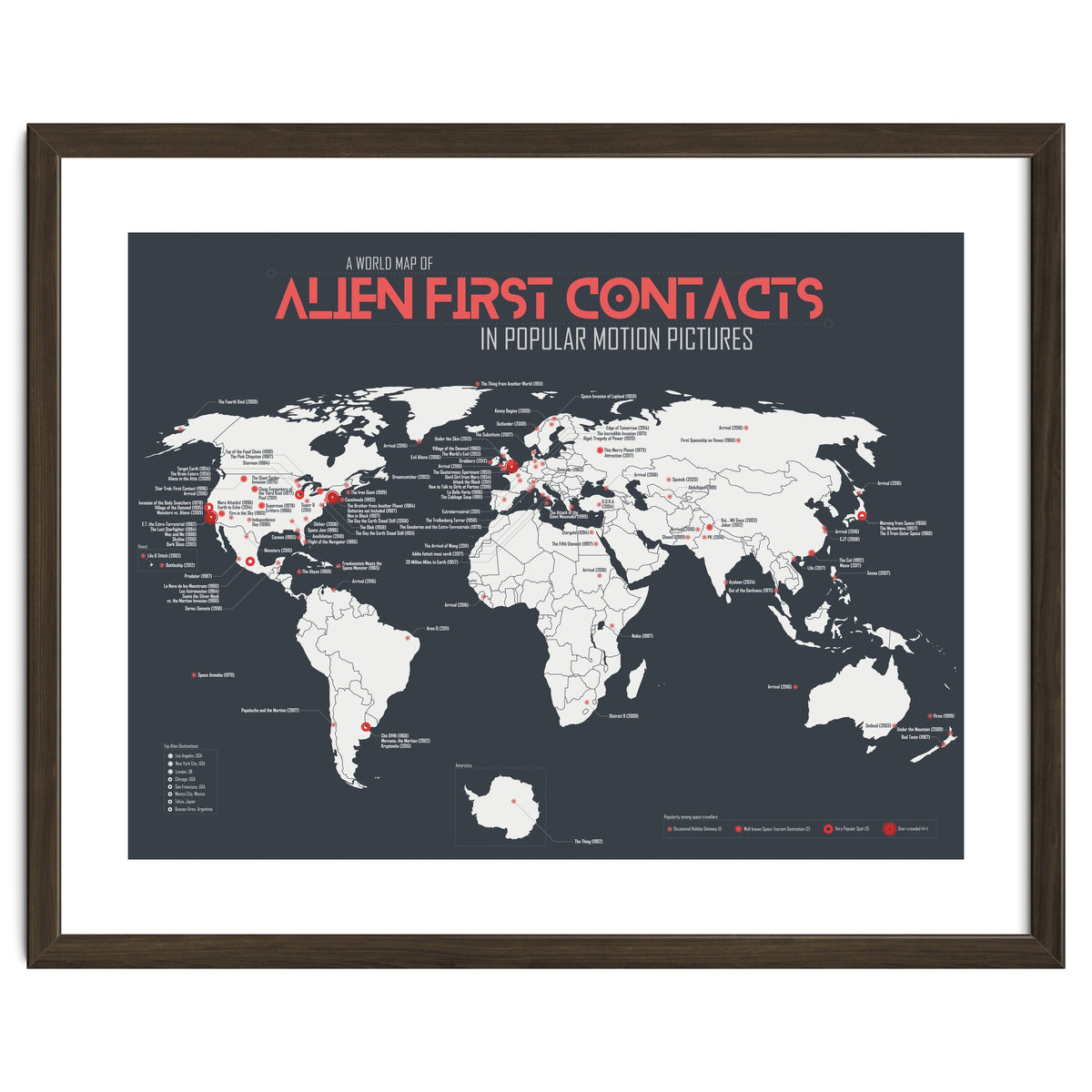 World Map of Alien First Contacts in Movies