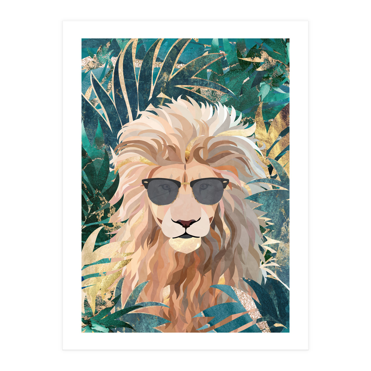 Lion Jungle wearing sunglasses (Print Only)