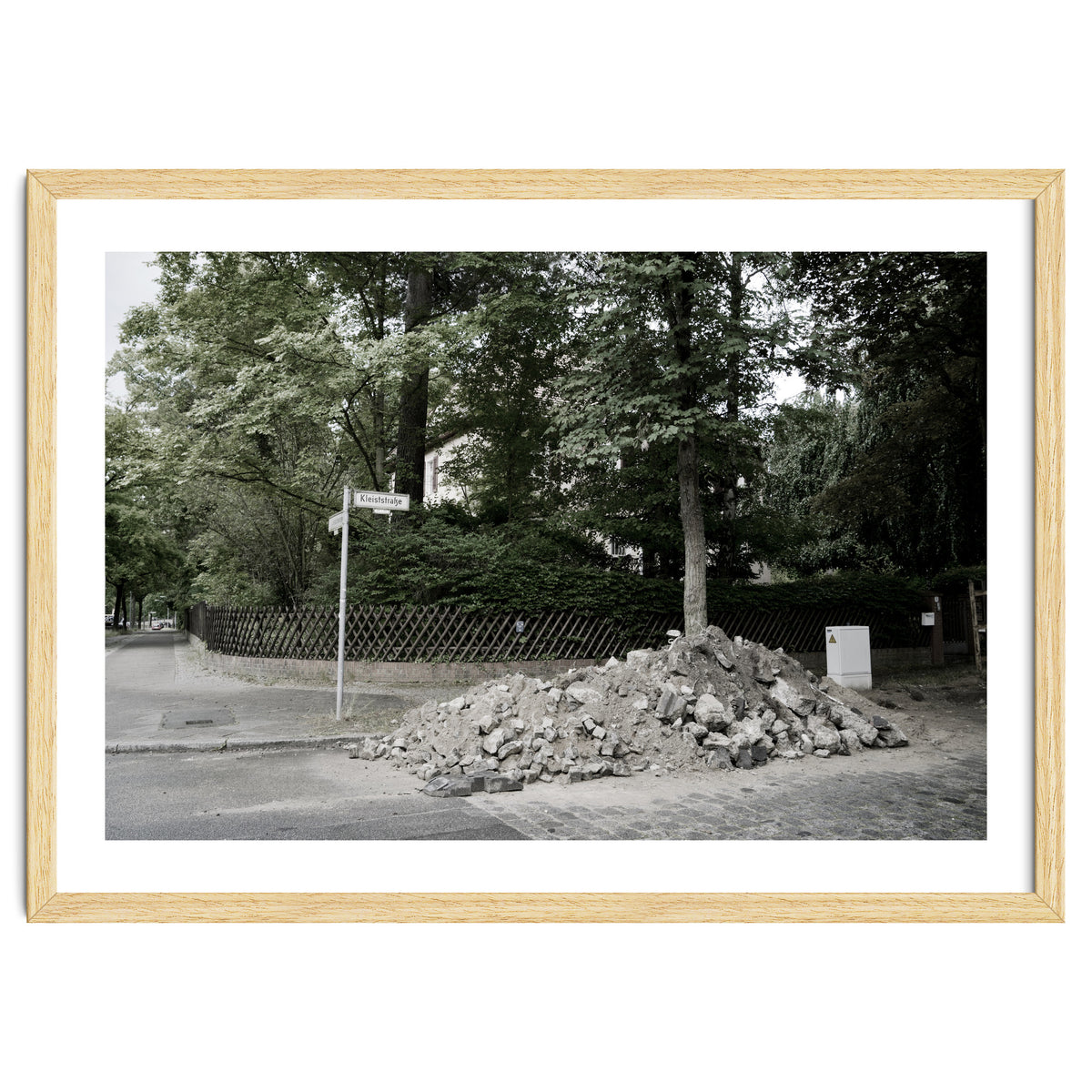 Piled-up rocks under construction on the street