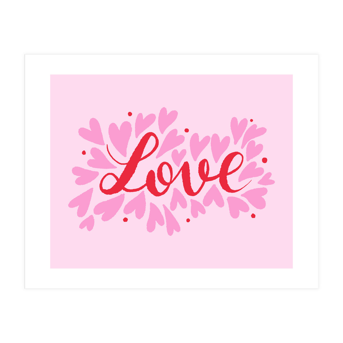 Love hearts - pink and red (Print Only)