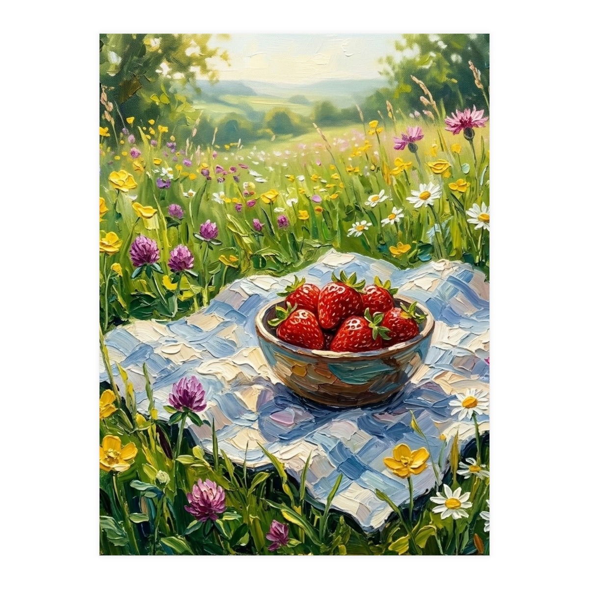 Summer Strawberries in the Meadow (Print Only)