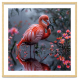 Elegant Flamingo Standing In Water Reflection thumbnail