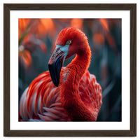 Vibrant Flamingo Close Up Portrait Outdoor Nature
