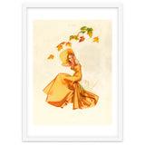 Woman Posing In Yellow Dress And Autumn Leafs thumbnail