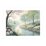 Springtime Blossoms: A Serene Garden Stream (Print Only) thumbnail
