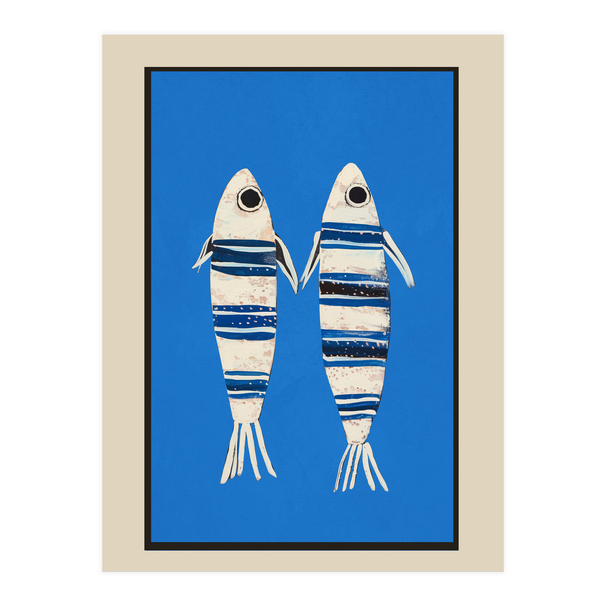 Minimal Fish On Blue (Print Only)