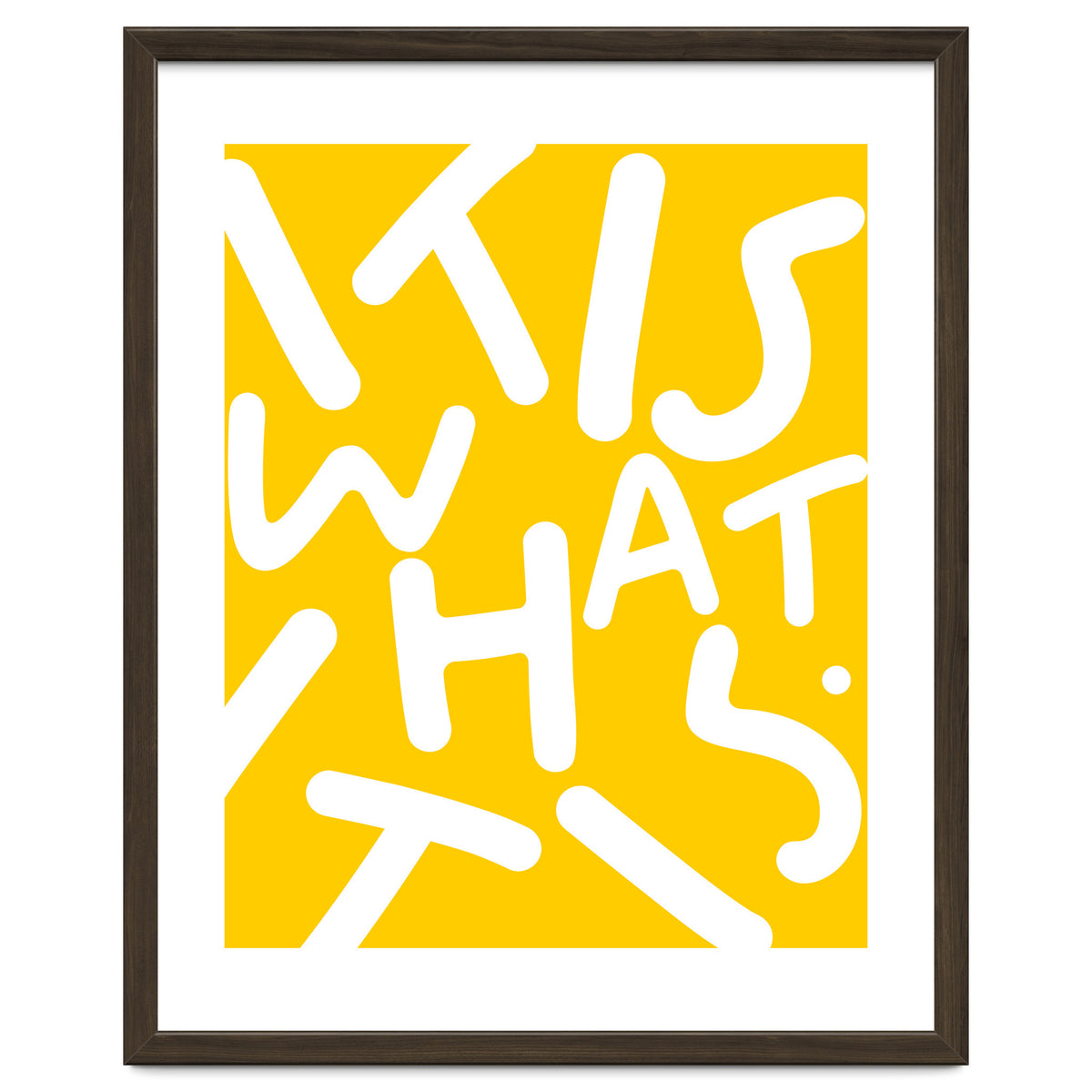 It Is What It Is. Typography Funky Quote Saying Words, Minimal Positivity Bright Yellow, Fun Quirky Eclectic Bohemian Contemporary Modern