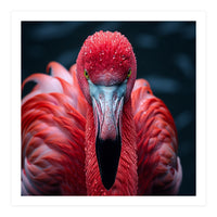 Close Up Flamingo Face With Water Droplets (Print Only)