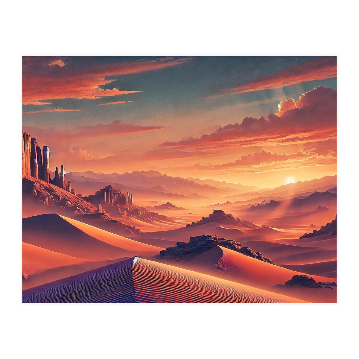 Vintage Chile, Atacama Desert Sunset Poster (Print Only)