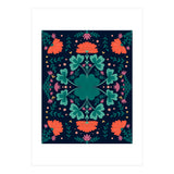 Clovers And Flowers Teal and Orange (Print Only) thumbnail