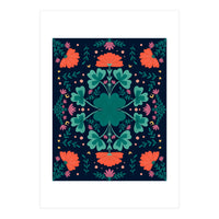 Clovers And Flowers Teal and Orange (Print Only)