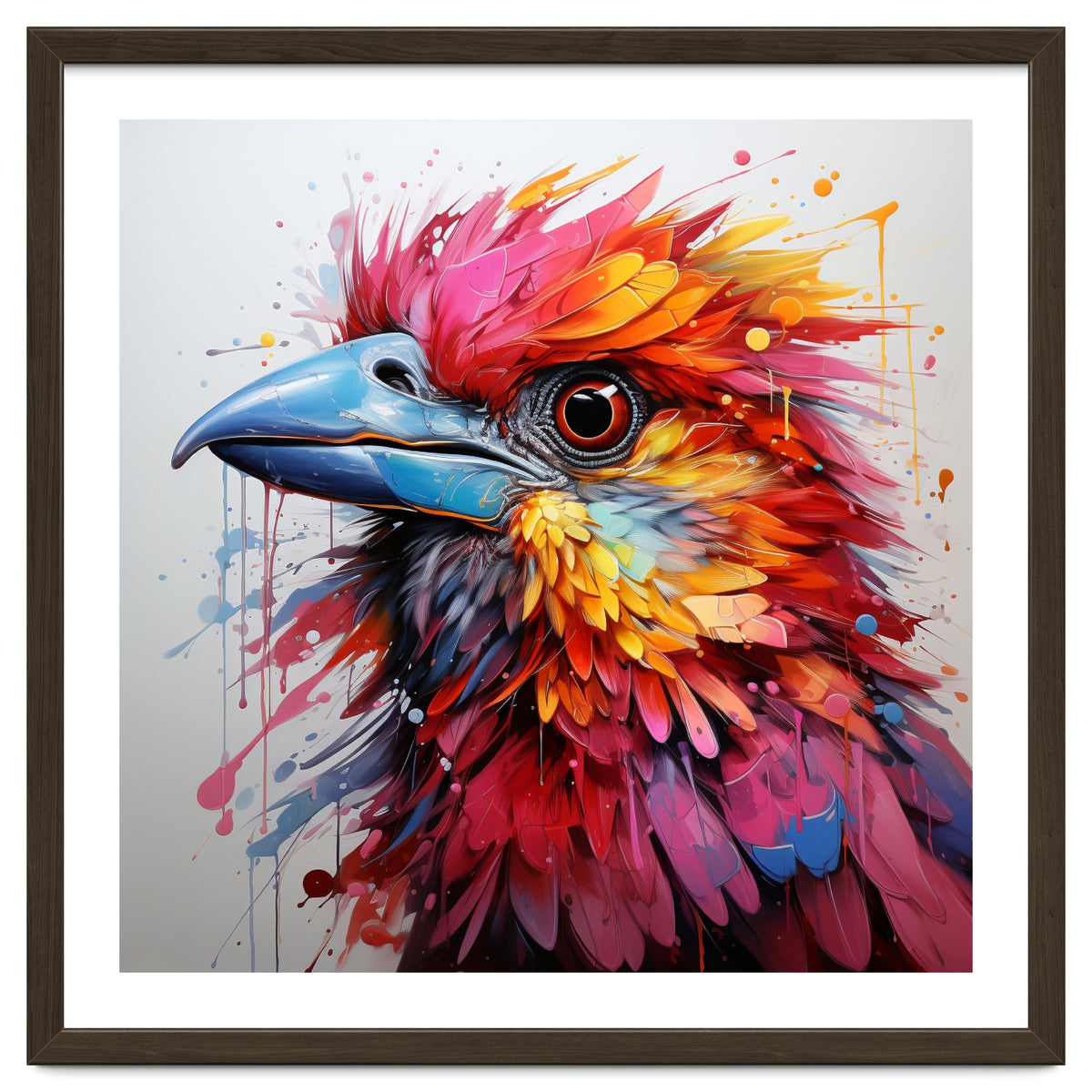 Vibrant Abstract Bird Portrait Watercolor Splash