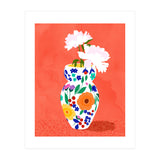 The Flowerpot, Floral Nature Watercolor Painting, Eclectic Bohemian Blossom Plants, Maximalism Contemporary Boho (Print Only) thumbnail