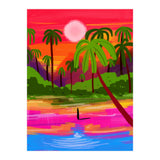 My Shadow & I, Sunset Painting Lake Beach Seashore, Tropical Nature Landscape Colorful Bohemian Traditional, Travel Concept Companion (Print Only) thumbnail