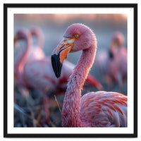 Close Up Of A Pink Flamingo Bird In Natural Light